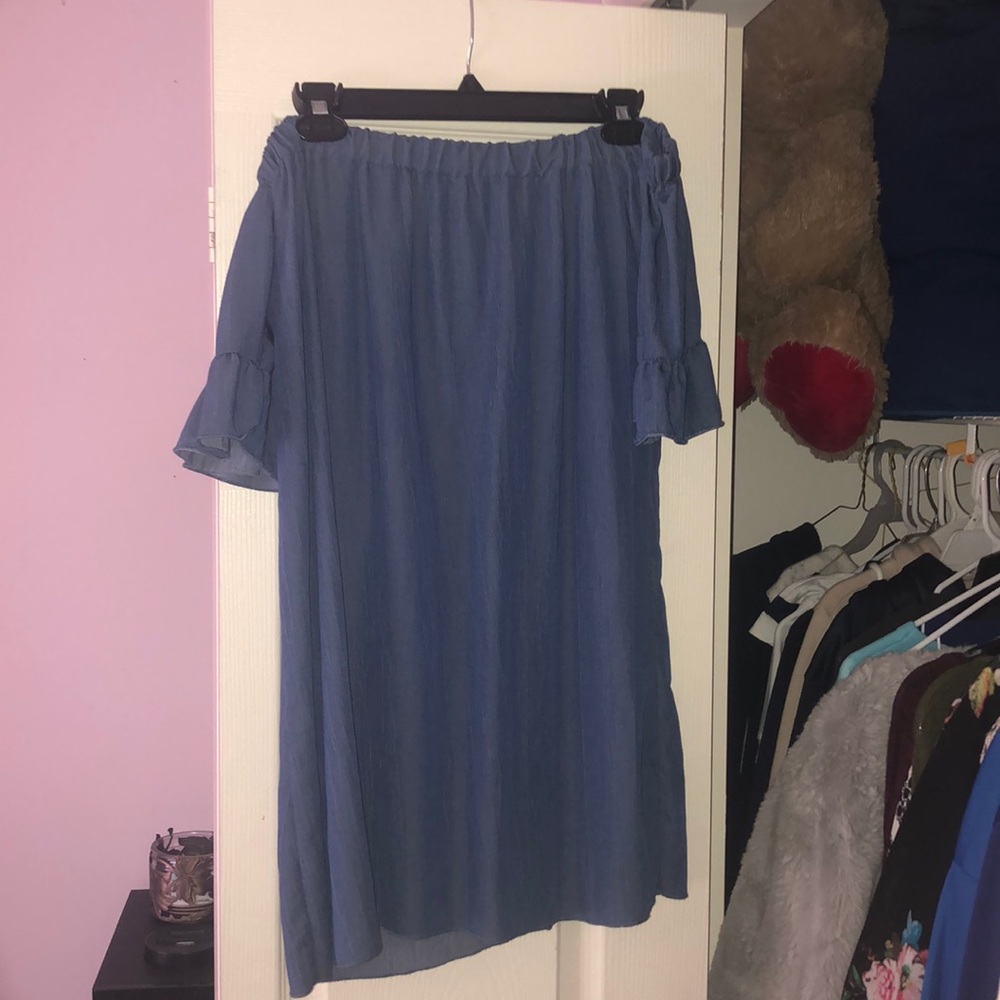 Off-Shoulder Navy Dress